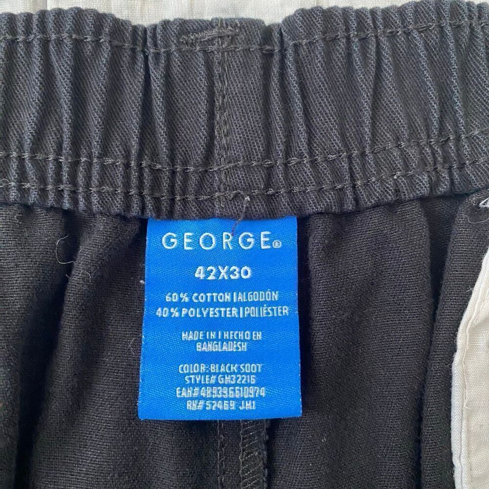 George 42x30 men corton blend pull on chino pants black - Picture 5 of 11